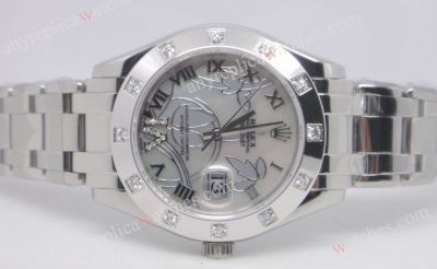 Copy Rolex Datejust White Gold Masterpiece White MOP Face Lady Watch 34mm